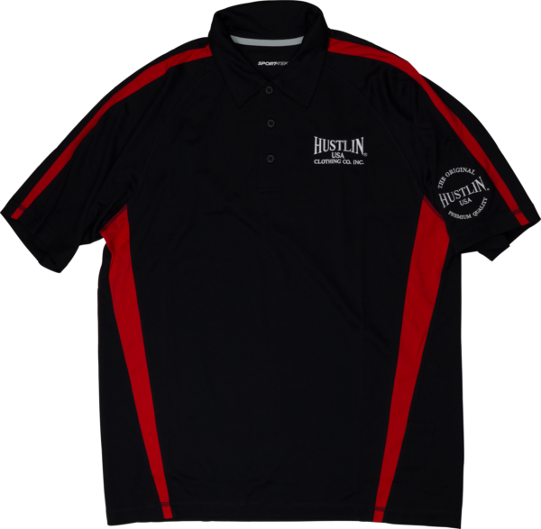 Hustlin USA - Black with Red Polo